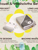 Hooded Towel & 5 Washcloths - Gray Elephant