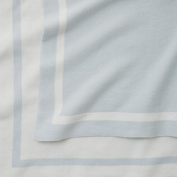 Cloud Blue Tuxedo Stripe Reversible Cotton Knit Baby Blanket