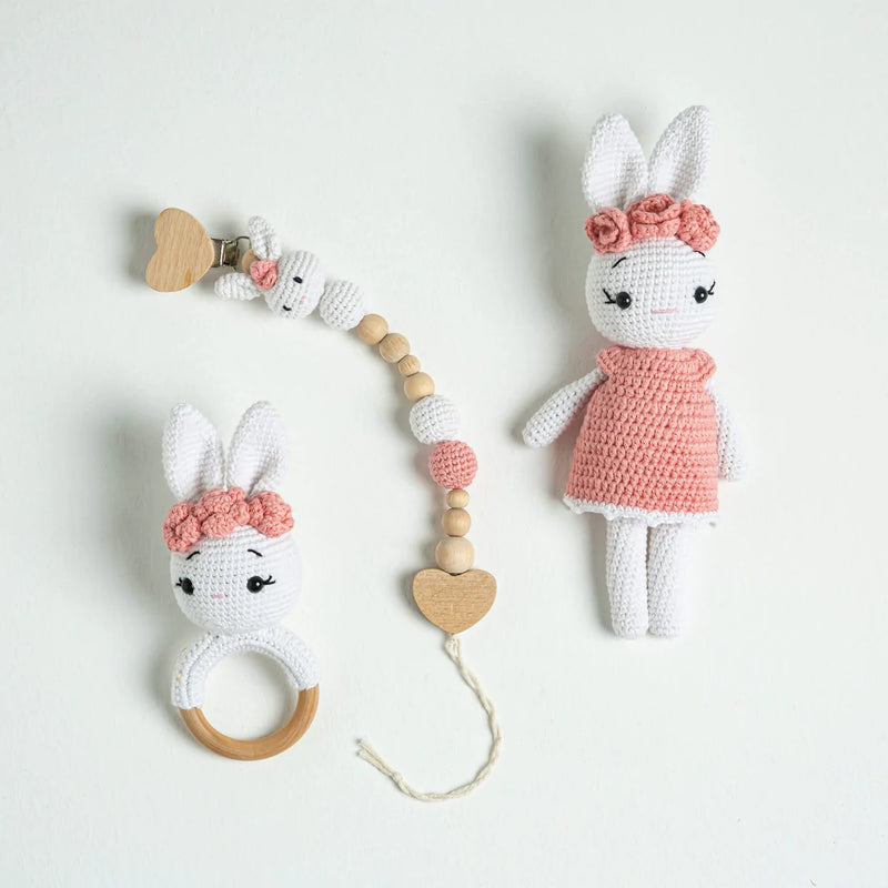 Organic Bunny Baby Girl Gift Set - 3 Pieces