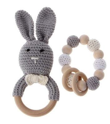 Bunny Rattle and Bracelet Set