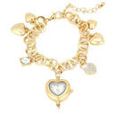 Heart Watch Lock Charm Station Bracelet Watch