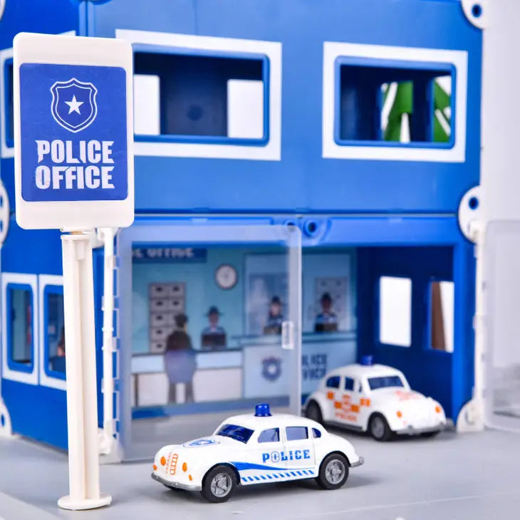 Police Station Pull Back Cars Playset