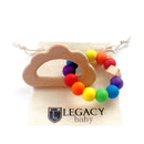 Rainbow Teether Toy for Babies - Silicone & Wood, Handmade