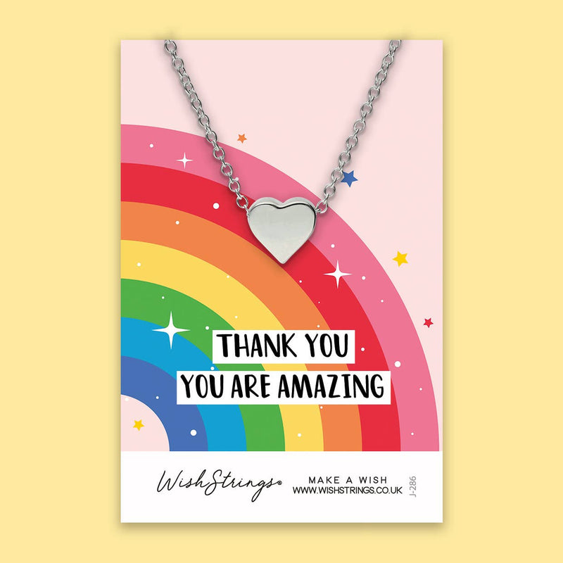 Thank You, Rainbow  - Heart Necklace on Gift Card