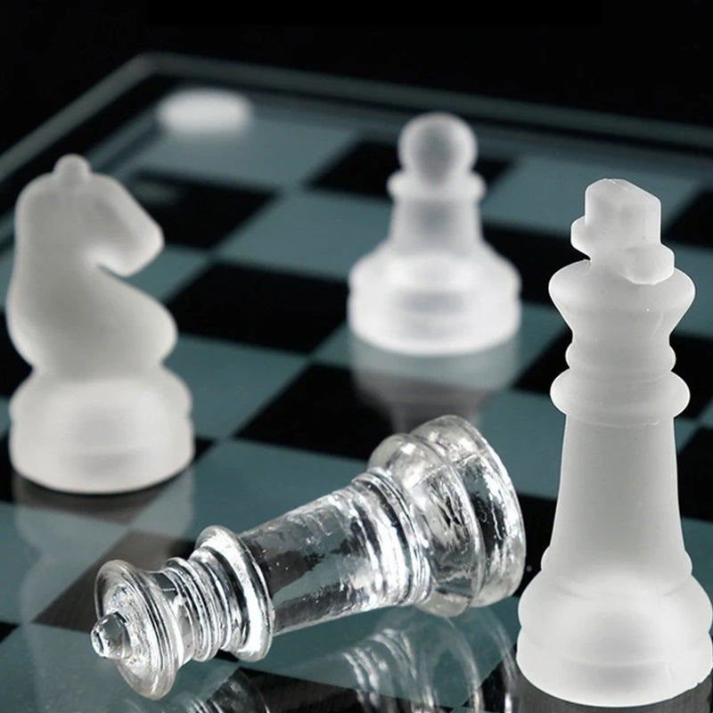 CRYSTAL MARBLE GLASS CHESS