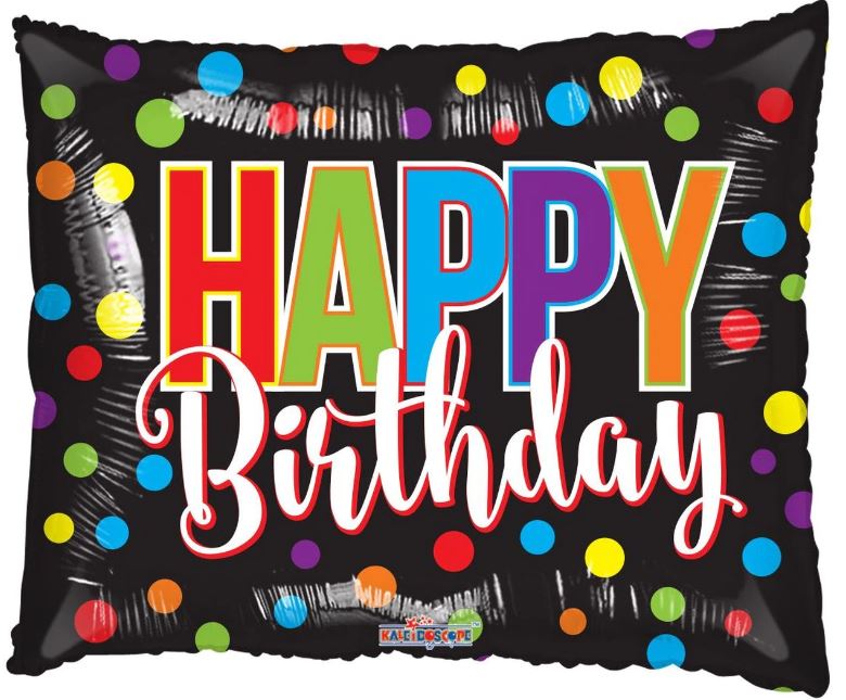 36" Happy Birthday Dots Rectangle Balloon