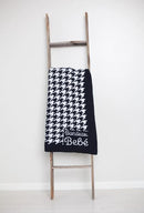 Houndstooth Chunky Knit Blanket- Black