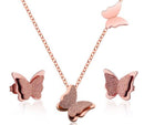Rose Gold Butterfly Jewelry Set