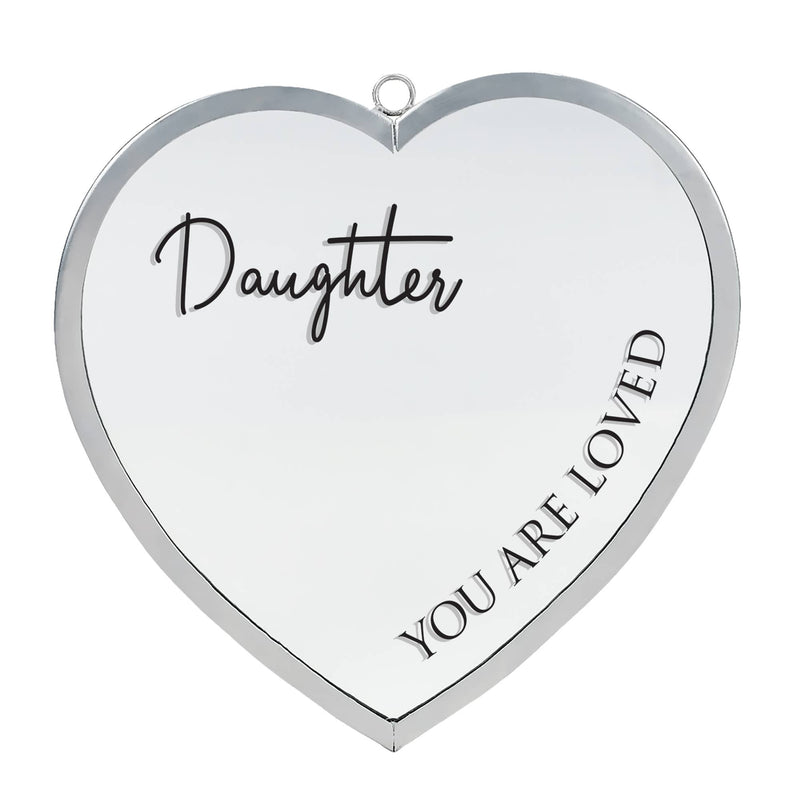 Heart Mirror Daughter Loved Small Silver
