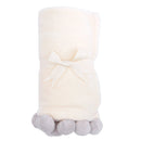Gray Pom Trim Fleece Baby Blanket