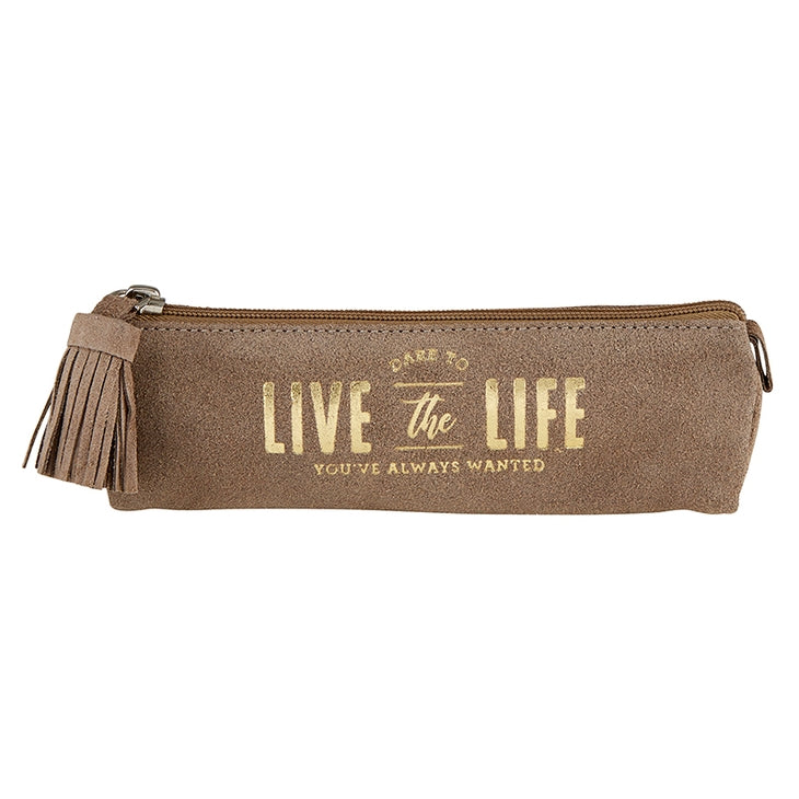 Live The Life Suede Pouch