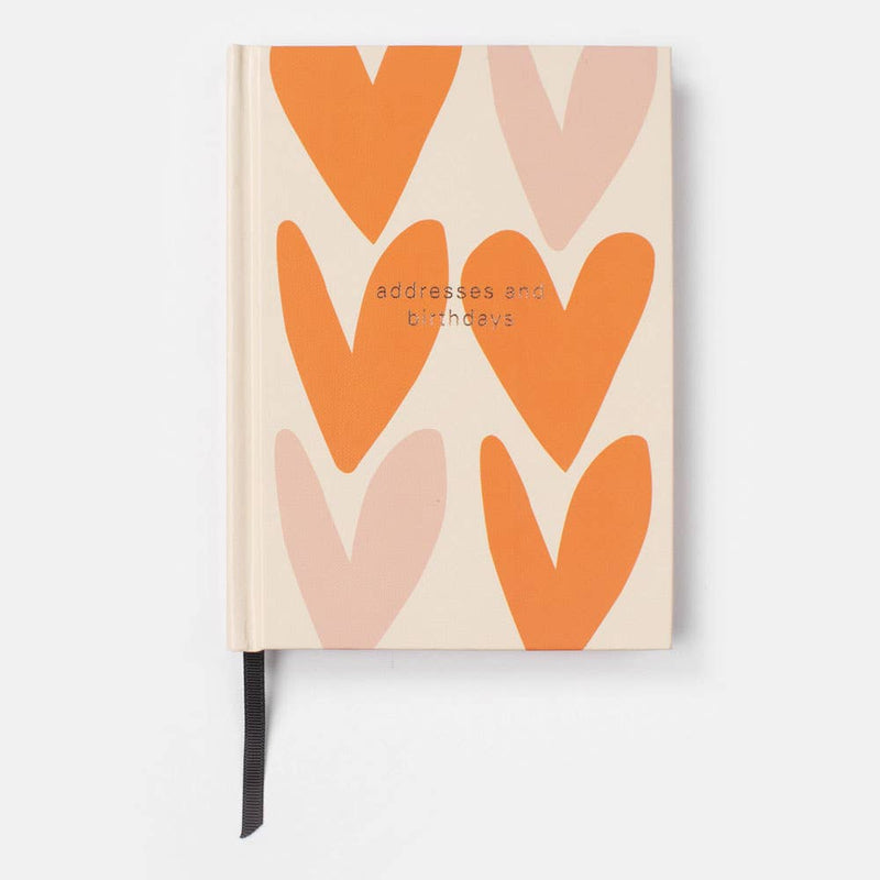 Orange Pale Pink Heart Address & Birthday Book