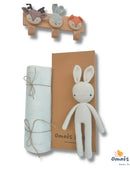 100% Organic Bamboo Blanket and White Rabbit, Perfect Gift