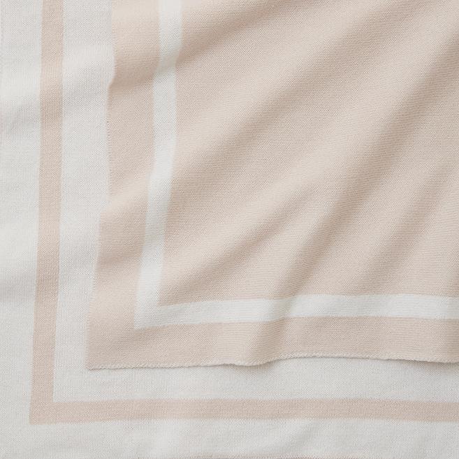 Blush Tuxedo Stripe Reversible Cotton Knit Baby Blanket