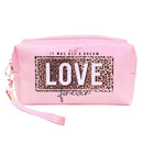 Leopard Patterned Love Forever Message Pouch Bag