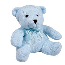 Blue Cable Knit Teddy Bear