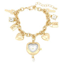 Key Lock Heart Watch Charm Station Bracelet Watch