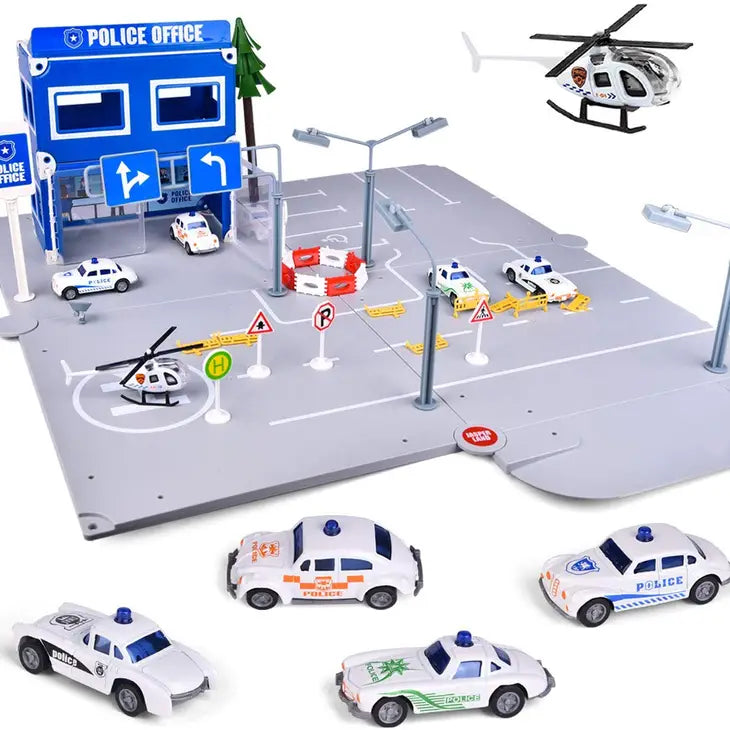 Police Station Pull Back Cars Playset