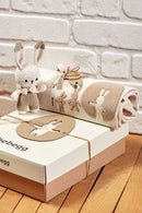 Organic Baby Blanket and Crochet Sleeping Teddy