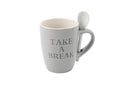 Grey 'Take a Break' Mug and Spoon Set