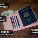 Leatherette Passport Wallet Holder and Case- pink