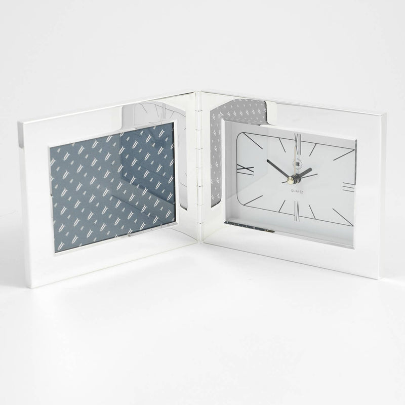 Silver Plated Alarm Clock and 3 1/2"x5" Picture Frame.