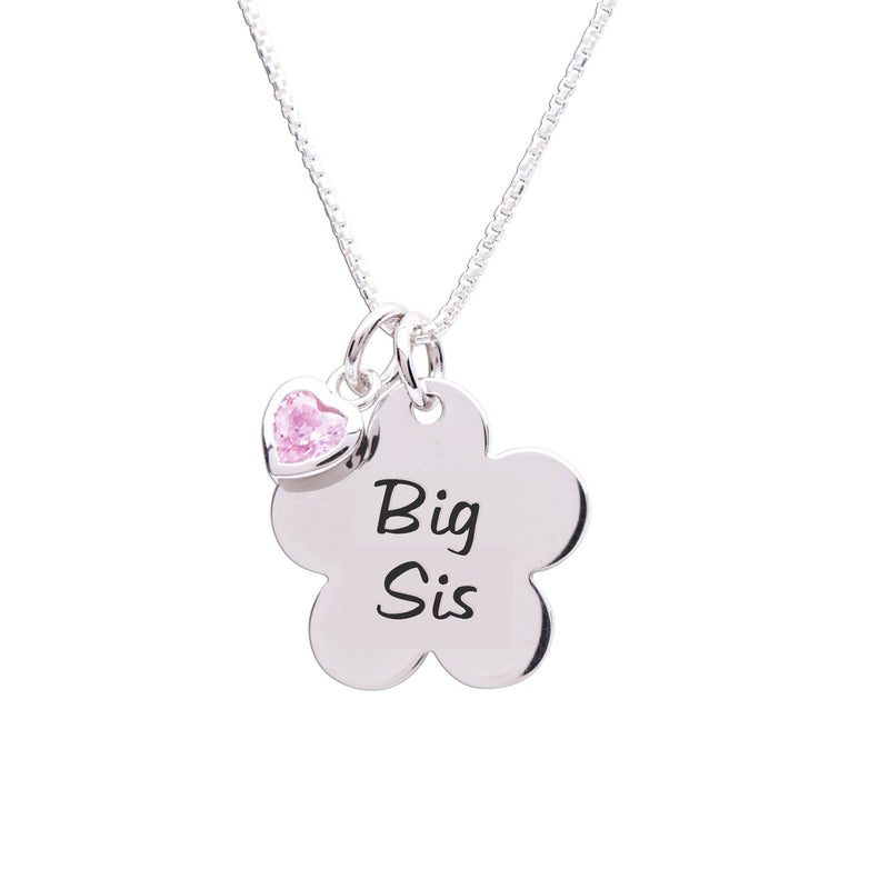 Sterling Silver Big Sis Daisy Necklace for Girls and Sisters