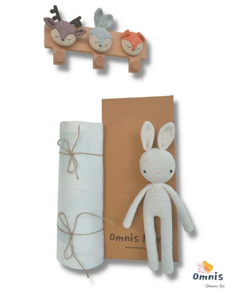 100% Organic Bamboo Blanket and White Rabbit, Perfect Gift