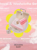 Modern Baby  Hooded Towel and 5Pk Washcloths - Princess