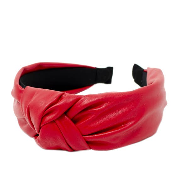 Red Leather Knotted Headband