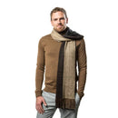 Beige Umber King Striped Knit Scarf