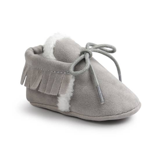 Gray Comfy Baby Moccasin Shoes