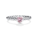 Sterling Silver Baby Ring - Silver Twisted Band w/Pink Heart