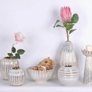 White and Gold Striped Bowl