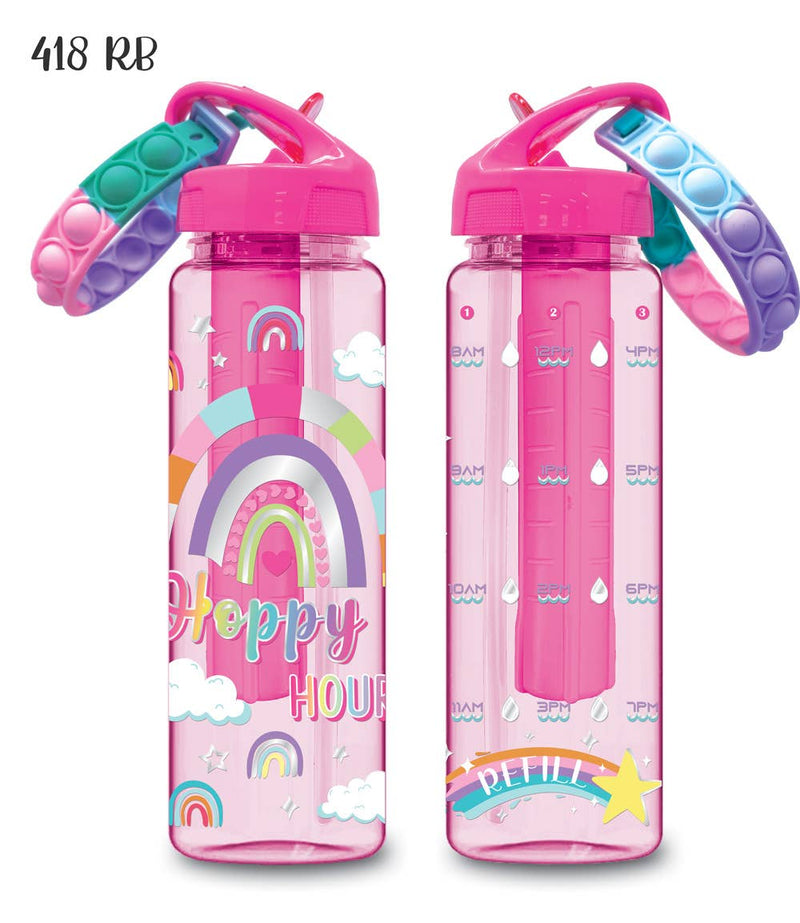 Time Marker Water Bottle w/ Freezer Tube, Rainbow