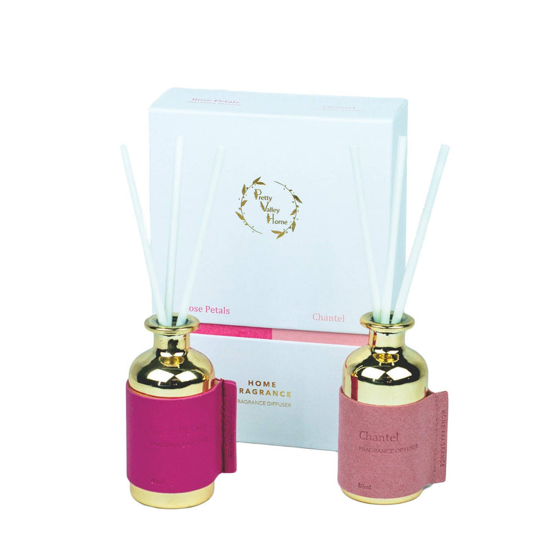 Gold and Pink/Red Leather Gift Set - 2x 80ml