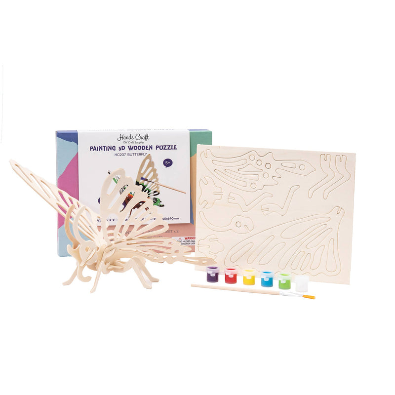 3D Wooden Puzzle with Paint Kit: Butterfly