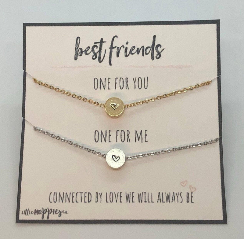 Little Happies Co - Dainty Best friend necklace, heart necklace, gift  best friend, best friend gift, 2 necklaces, pair of necklaces for friends, necklace set