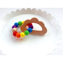 Rainbow Teether Toy for Babies - Silicone & Wood, Handmade