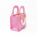 Pink Tiny Quilted Pearl Leather Mini Bag