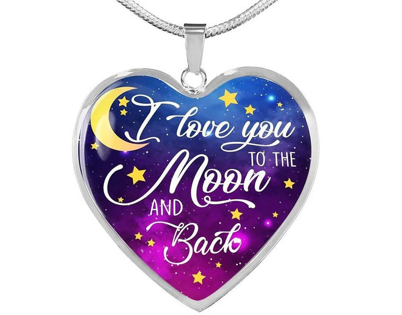 Love You To The Moon Heart Pendant Necklace