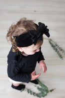 Small Velour Double Floppy Bow Band- Blush Pink