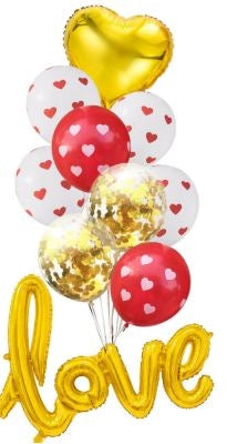 Gold Love Balloon Bouquet Set