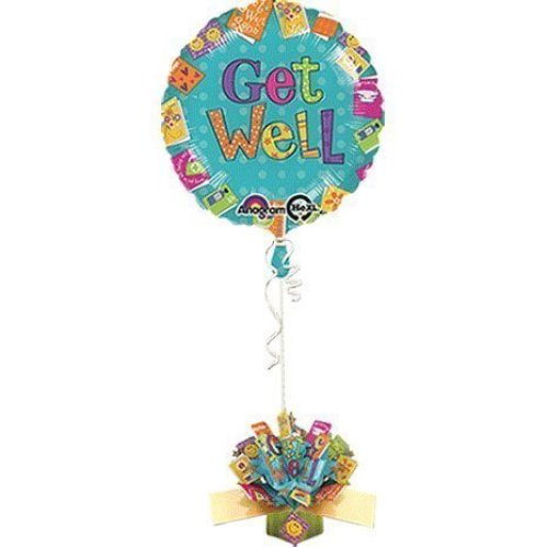 18" Pop Up Get Well Icons Balloon with Weight