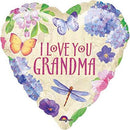 18" I Love You Grandma Garden Heart Balloon