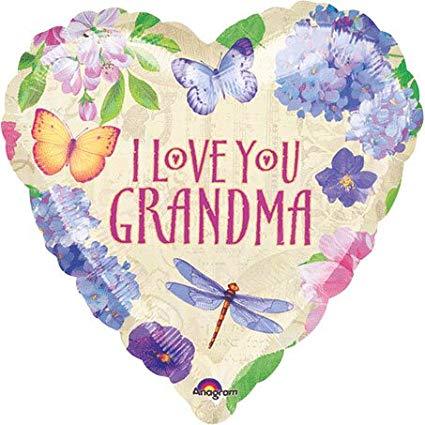18" I Love You Grandma Garden Heart Balloon