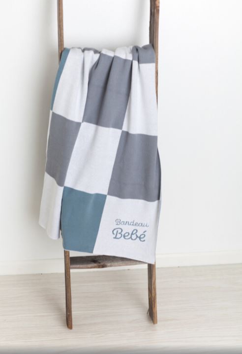 Color Block Knit Blanket- Shades of Blue & Gray