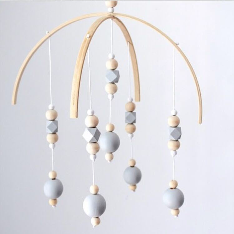 Gray Wooden Bead Mobile