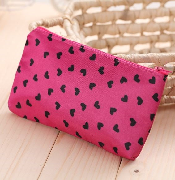 Pencil Bag with Small Black Hearts