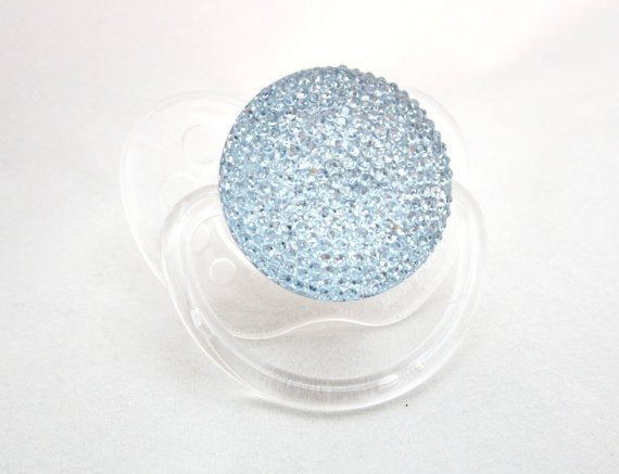 Stone Blue Pacifier Sparkly Crystal Blue Pacifier